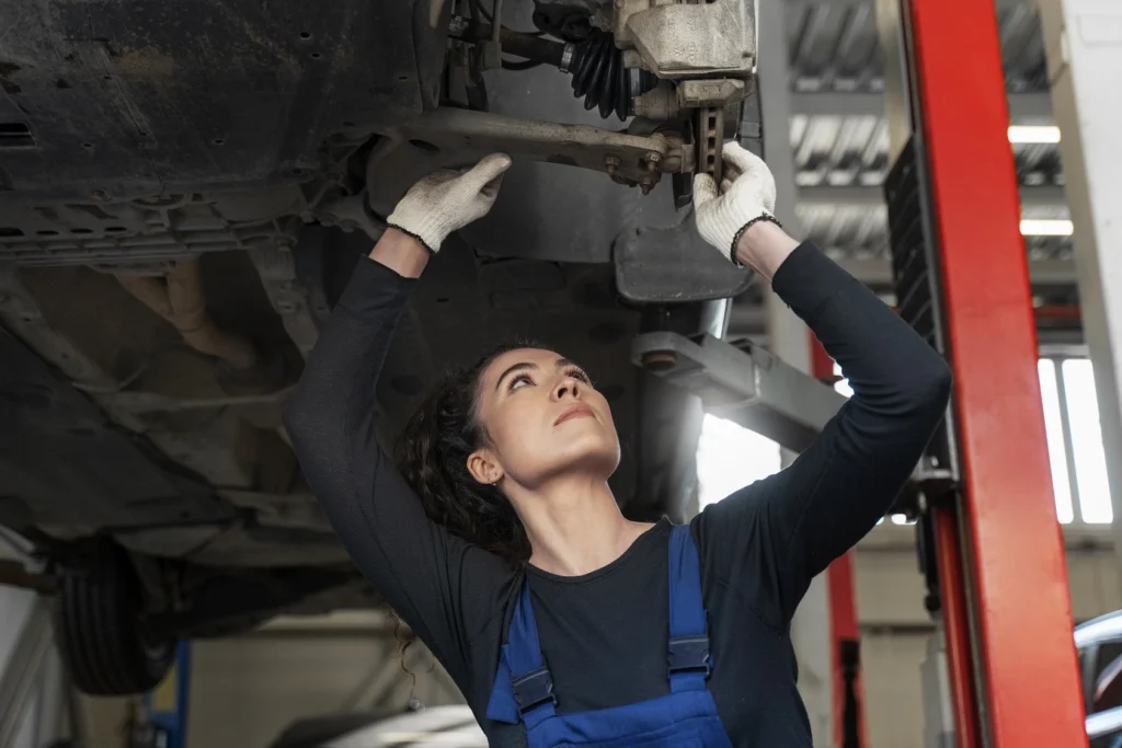 low-angle-woman-working-service