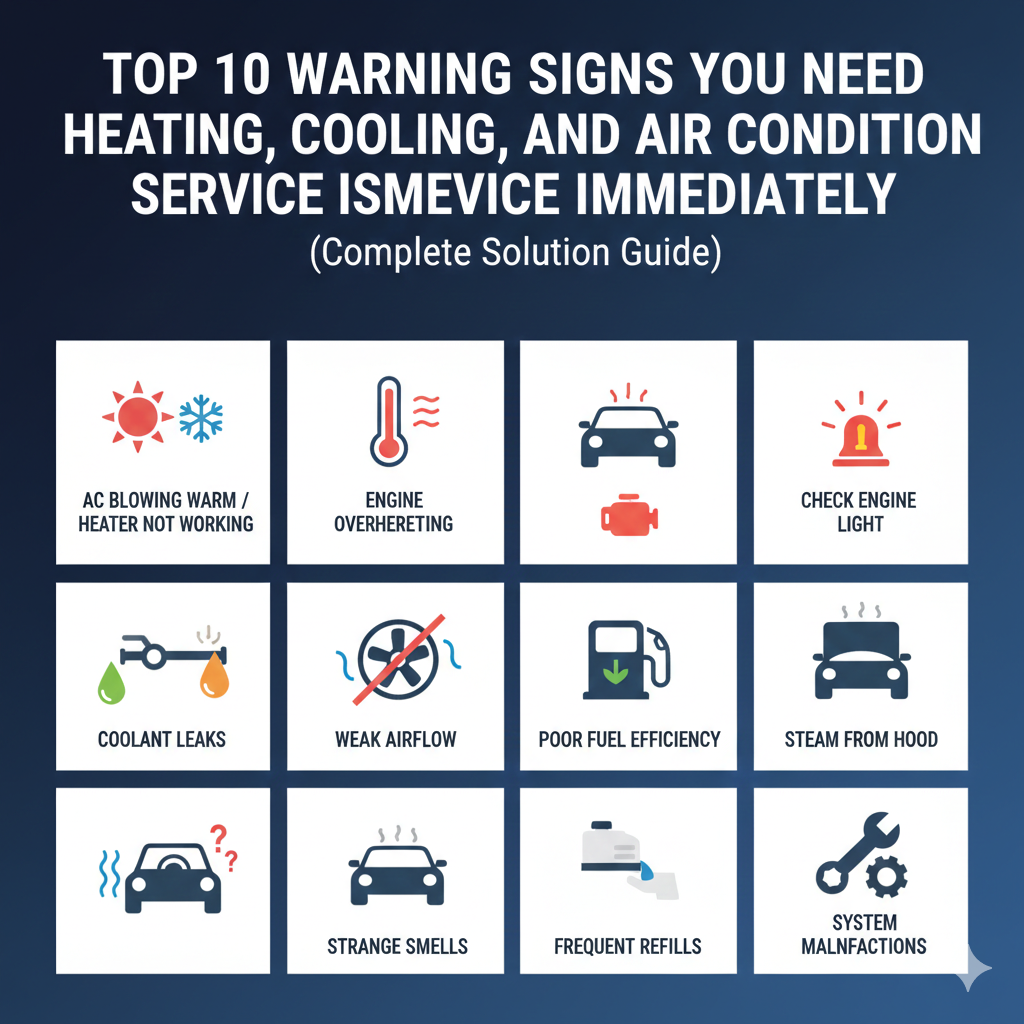 Blog Banner: Top 10 Warning Signs You Need Heating, Cooling, and Air Condition Service Immediately (Complete Solution Guide)